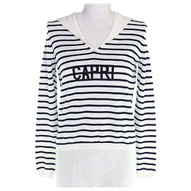 Christian Dior CAPRI Stricktop Weiß Marineblau