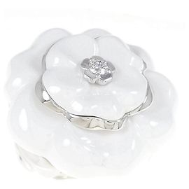 Chanel Camellia Large White Gold Diamond Ring White