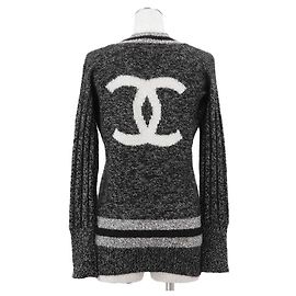 Chanel COCO Mark Cashmere Sweater Brown Black