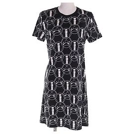 Hermès La Promenade du Matin Baumwollkleid 34 Schwarz