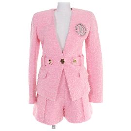 Autre Marque Conjunto de dos piezas de tweed Balmain Rosa