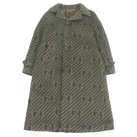 Abrigo Llama con rayas GG de Gucci Verde