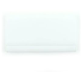 Carteira longa de couro com logo Jil Sander Branco
