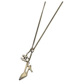 Collier Chanel plaqué or avec strass Doré