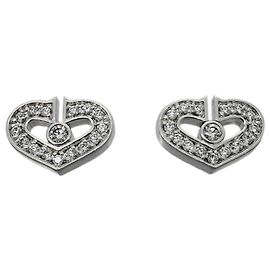Cartier C Heart Stud Earrings in 18K White Gold and Diamond Other