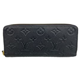 Louis Vuitton Monogram Empreinte Portefeuille Clemence Long Wallet Preto