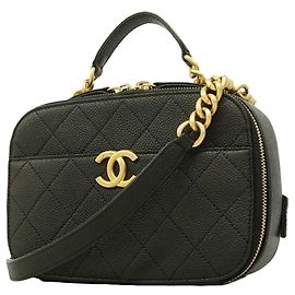 Bolsa Vanity Chanel em couro de bezerro granulado preto Preto