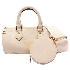 Louis Vuitton Papillon BB 2-Way Handbag Beige Golden Cream