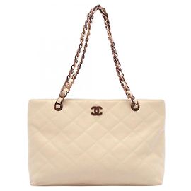 Borsa Tote Chanel Matelassé Plat Beige