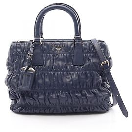 Prada Nappa Gaufre 2-Way Handbag Navy blue