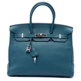 Hermès Blue Clemence Birkin Retourne 35 Blau