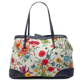 Gucci White Medium Canvas Flora Tote White