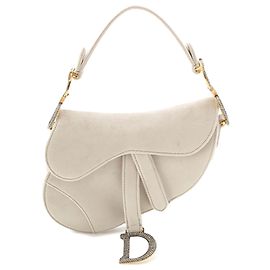 Sac Saddle Dior Mini en velours gris avec détails en cristal Marron Gris