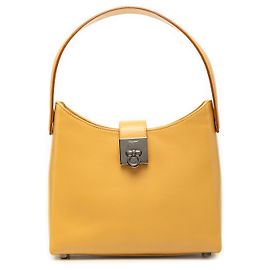 Salvatore Ferragamo Ferragamo Yellow Leather Gancini Handbag Yellow