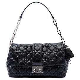 Borsa a tracolla Dior New Lock in pelle di agnello Cannage nera Nero