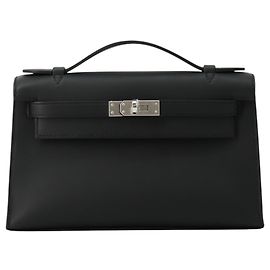 Hermès Black Swift Kelly Pochette 22 Noir