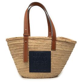 LOEWE Beige Small Raffia Anagram Basket Tote Beige