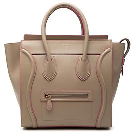 Céline Celine Mini Luggage Tote em couro de bezerro liso Beige Bege
