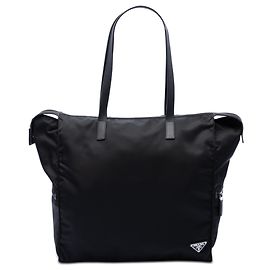 Prada Tessuto Tote mit Saffiano-Besatz in Schwarz Schwarz