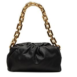 Bolsa de corrente Bottega Veneta em pele de cordeiro preta Preto