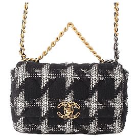 Chanel Black Medium Tweed 19 Flap Nero