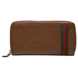 Cartera larga con cremallera Gucci Brown Guccissima Web Castaño