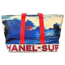 Chanel Surf Collection 2002 Große Tote Bag Weiß Rot Blau