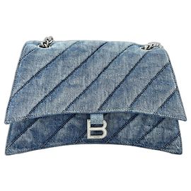 Borsa a tracolla Balenciaga Crush Blu