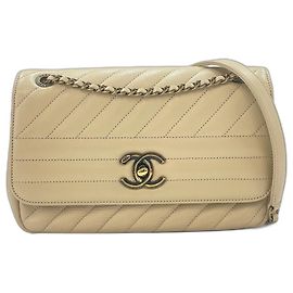 Bolsa de ombro Chanel matelassê diagonal Bege