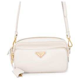 Bolsa de Ombro Prada em Couro Saffiano Branco