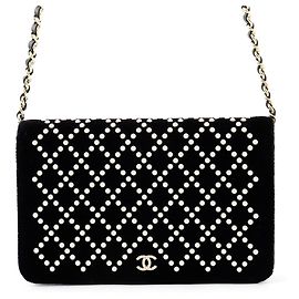 Cartera con cadena Chanel de velur negro Negro