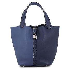Hermès Bolsa Hermes Picotin Lock MM em Bleu Saphir Azul