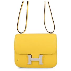Hermès Borsa a tracolla Hermes Mini Constance Giallo