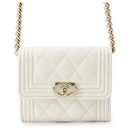 Cartera con cadena Chanel Matelassé White Blanco