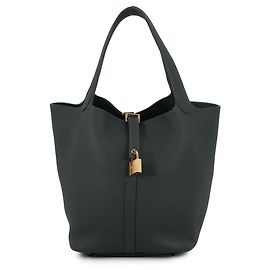 Hermès Bolsa Hermes Picotin Lock MM em Vert Mangrove Verde claro