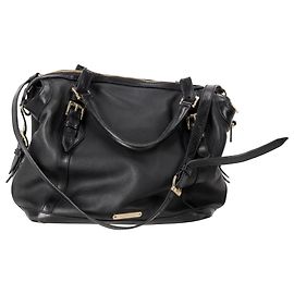 Sac cabas Burberry Ellers perforé Medium en cuir noir Noir