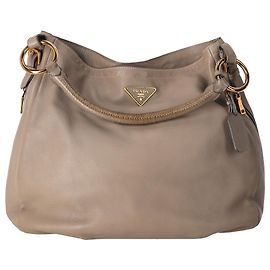 Bolsa Hobo Prada Zip Around Cervo em couro de veado bege Bege