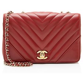 Borsa Mini Flap Statement in vitello Chevron Chanel Rosso