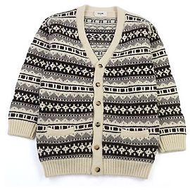 Céline CELINE Shetland Logo Button Nordic Pattern Wool Knit Multicor