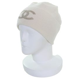 Chanel COCO Mark Cashmere Knit Cap Beige Cream