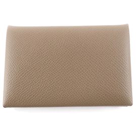 Hermès Hermes Calvi Epsom Card Case Brown