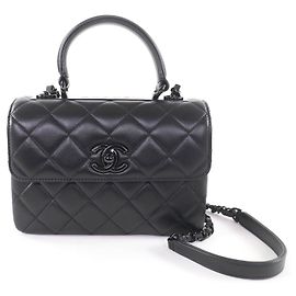 Borsa a tracolla Chanel Trendy CC in pelle di agnello Nero