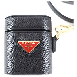 Prada 1ZD002 Saffiano Leather AirPods Case Black