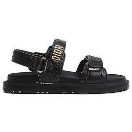 Louis Vuitton Dioract Sandalen aus gestepptem schwarzem Kalbsleder Schwarz