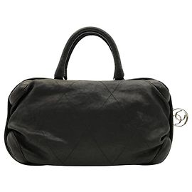 Chanel Matelassé Bowling Bag Handbag Black