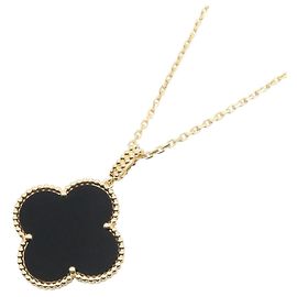 Van Cleef & Arpels Magic Alhambra Onyx Halskette Schwarz Golden