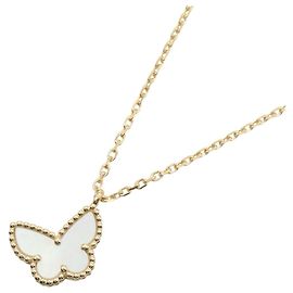 Collier Sweet Papillon en nacre Van Cleef & Arpels Blanc Doré