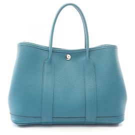 Hermès Sac cabas Hermes Garden Party TPM Cobalt Bleu Vert
