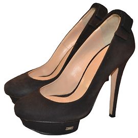 Elisabetta Franchi black suede pumps with bow Black