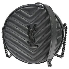 Saint Laurent Vinyle Round Camera Matelasse Chevron Leather Noir